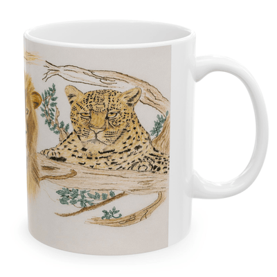 PimsArt African Safari Lion Elephant Leopard Mug From Original Drawing