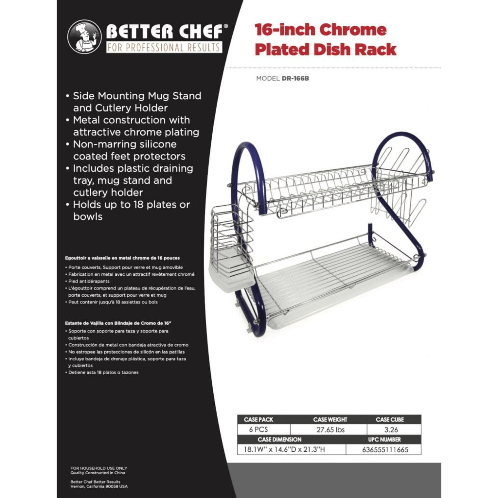 Better Chef 16" 2-Level Colored-Chrome-Plated S-Shaped Dish Rack