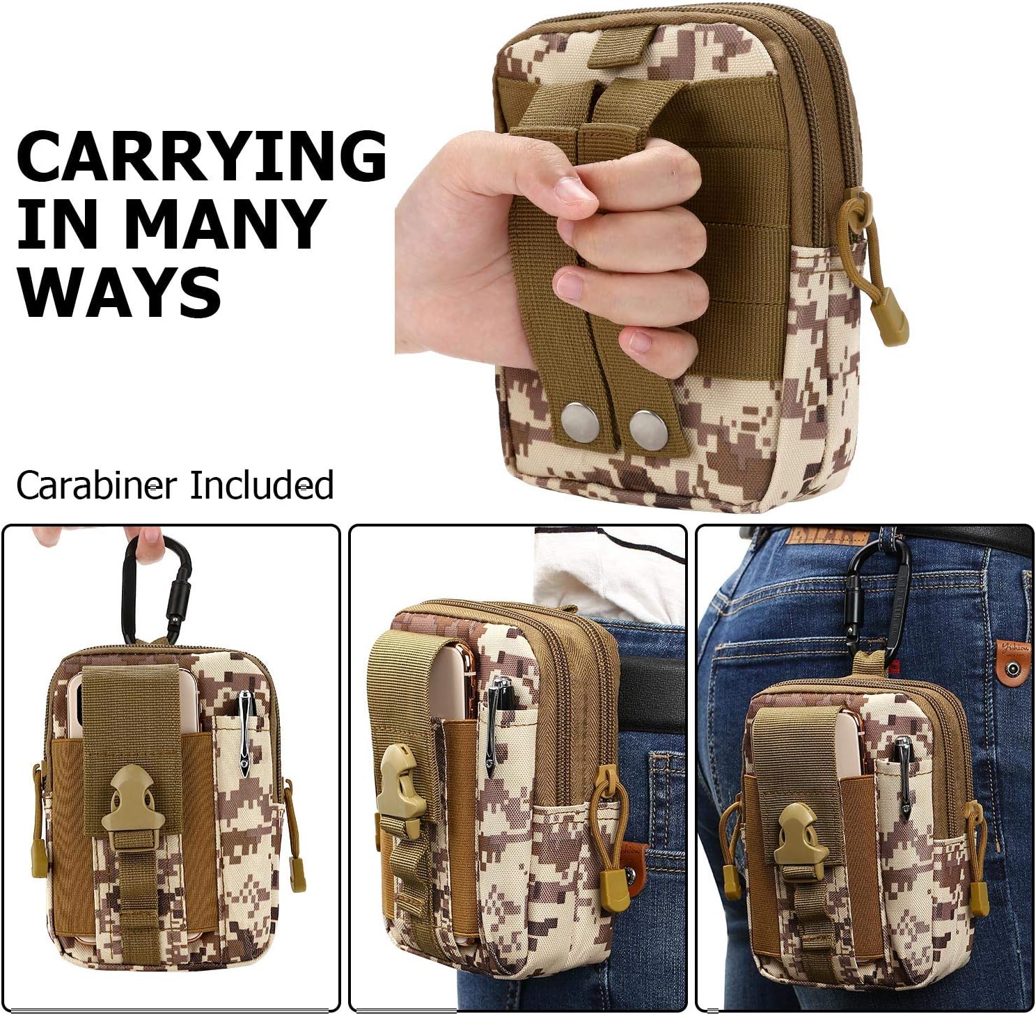 JupiterGear Tactical MOLLE Military Pouch Waist Bag for Hiking, Running and Outdoor Activities