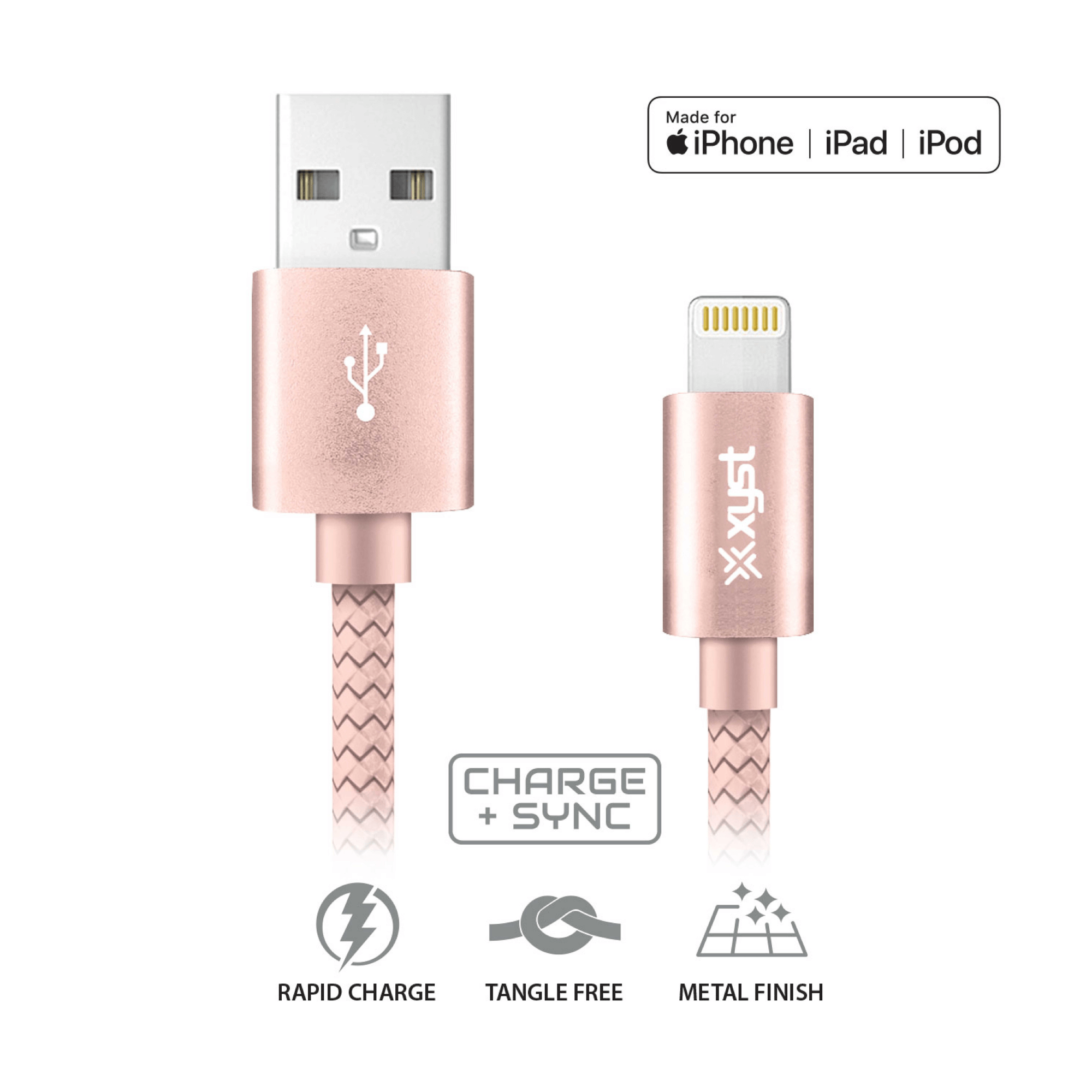 Xyst Charge and Sync USB to Lightning Braided Cable 10Ft