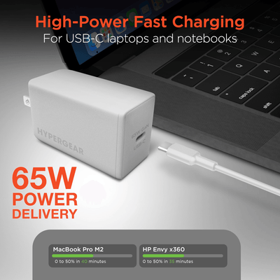 HyperGear SpeedBoost 65W USB-C PD PPS GaN Laptop Charger