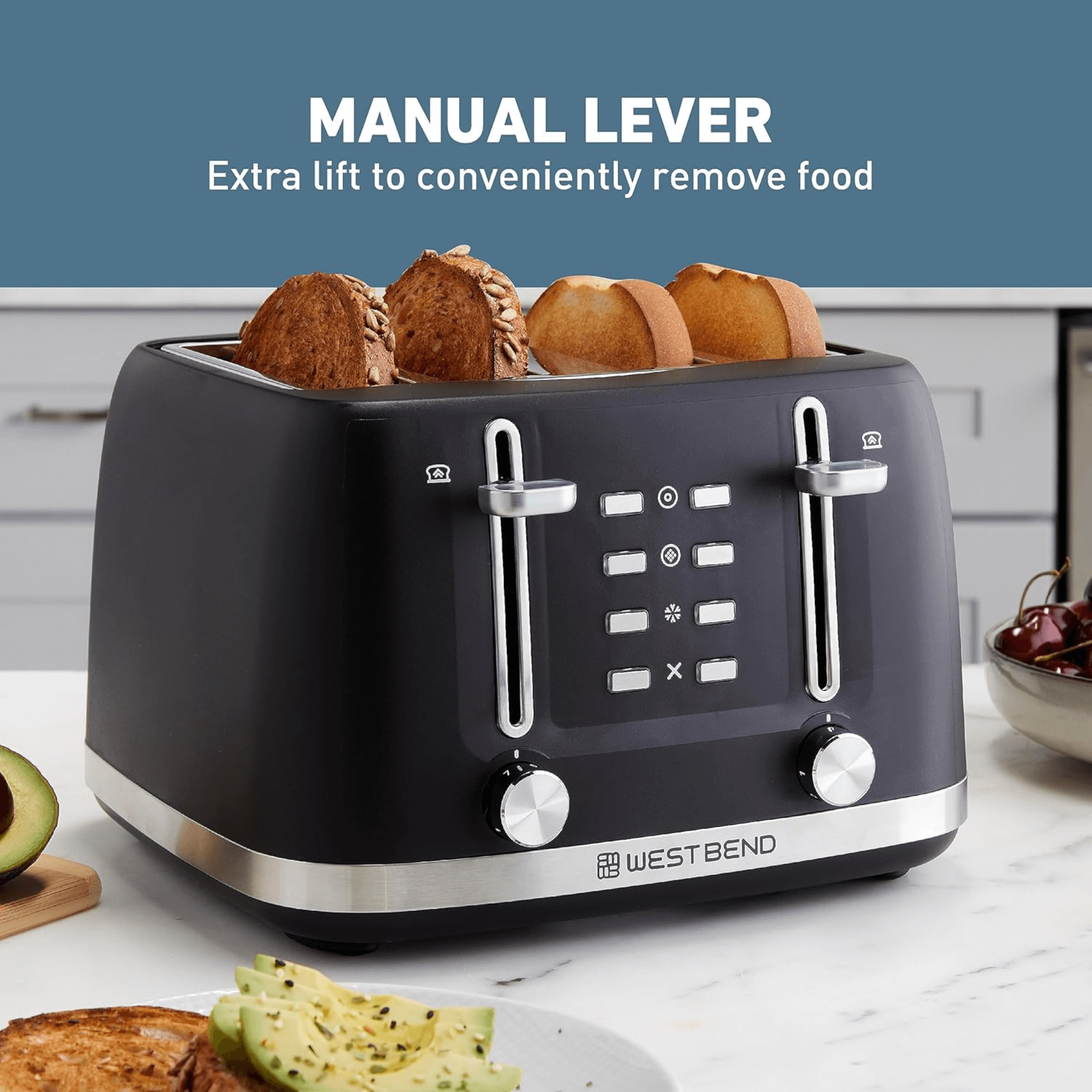 West Bend 4-Slice Multi-Function Toaster with Stainless Accents