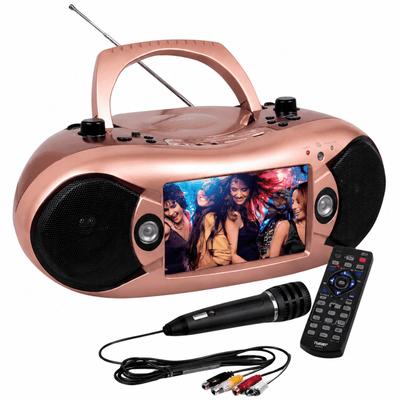 Naxa 7” Bluetooth TV DVD Boombox with Mic Rose Gold - Refurbished