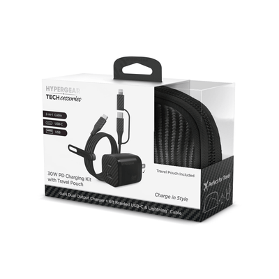 HyperGear TECHcessories 30W USB-C PD Charging Kit with Travel Pouch