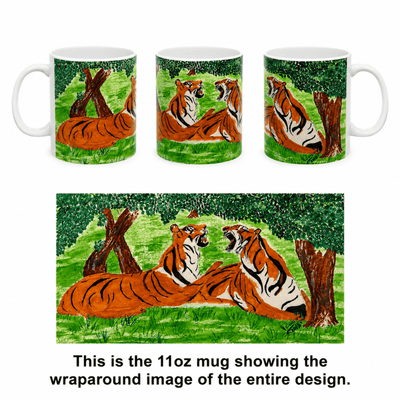 PimsArt Fierce Roaring Tiger Pair Mug From Original Painting