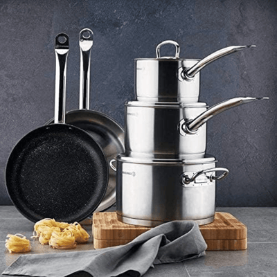 Korkmaz Proline 2Qt Stainless Steel Saucepan with High Profile Lid