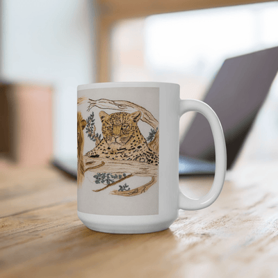 PimsArt African Safari Lion Elephant Leopard Mug From Original Drawing