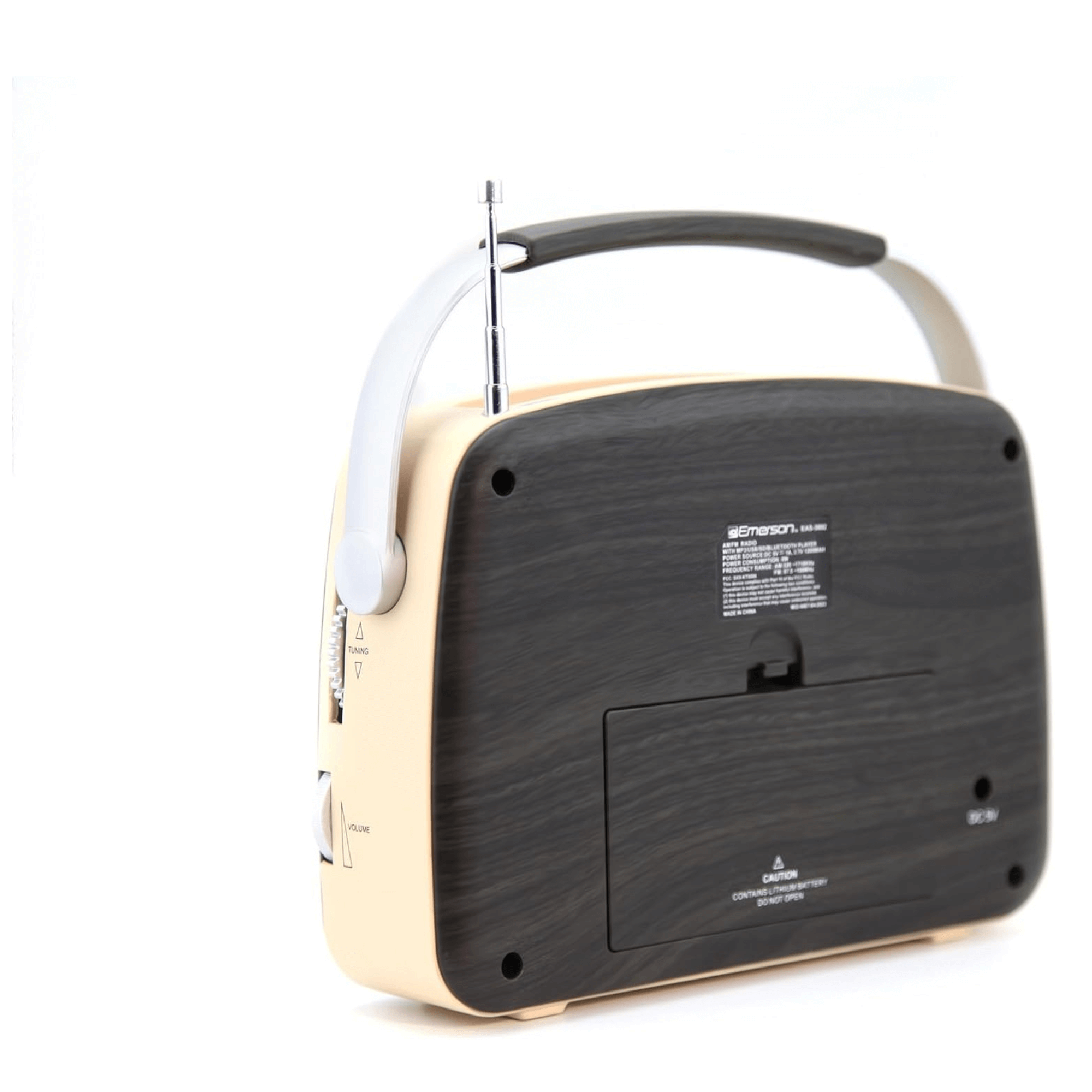 Emerson Portable Retro Radio with Built-In Rechargeable Battery and Memory Set