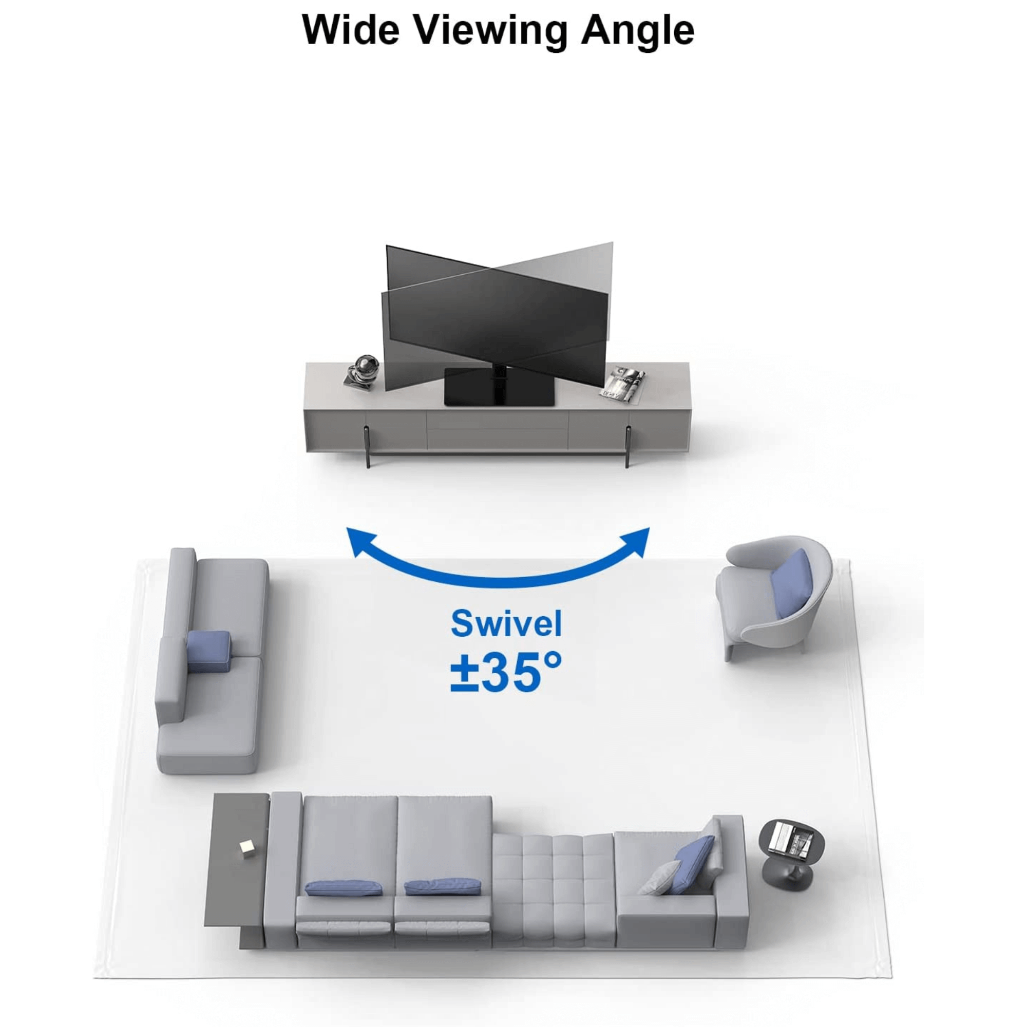 ErgoAV Tabletop TV Stand with Swivel for 40" to 75" TVs