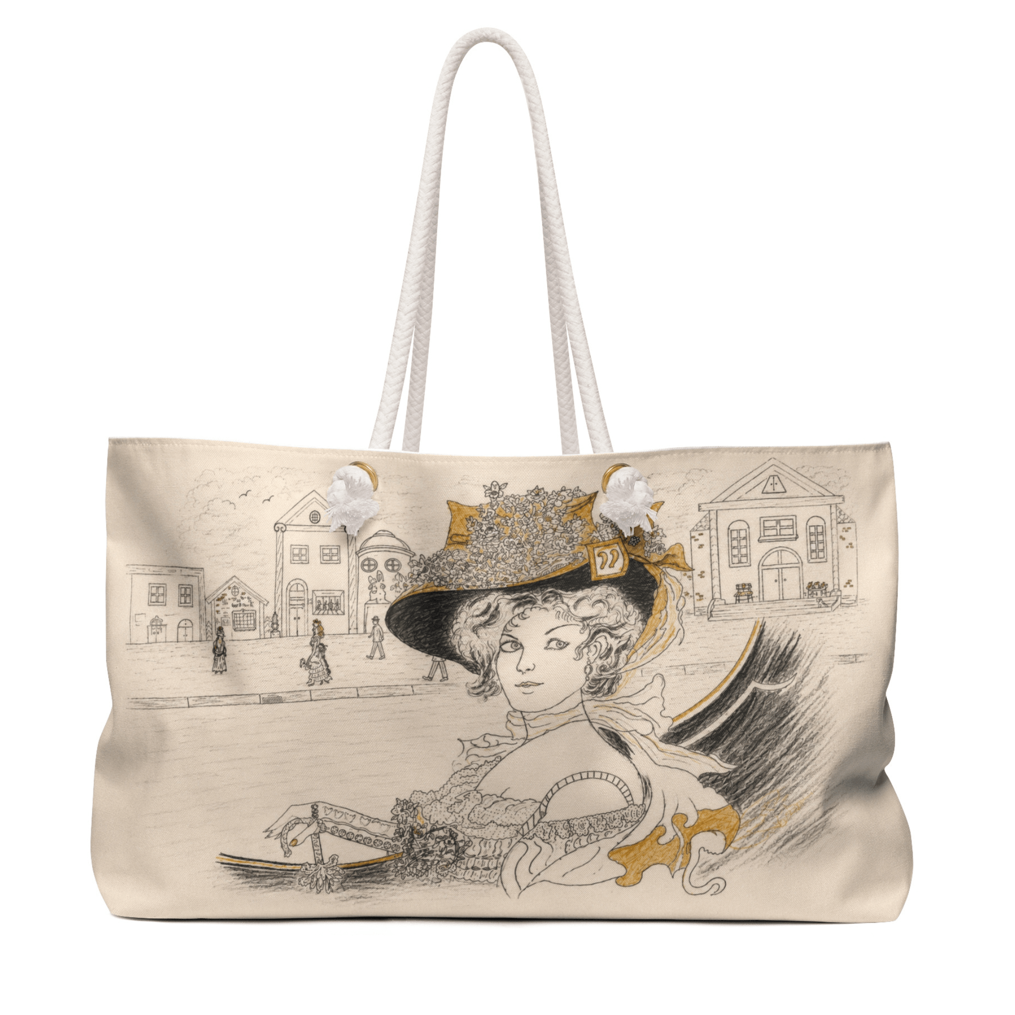 PimsArt Art Nouveau Victorian Lady Weekender Bag From Original Drawing