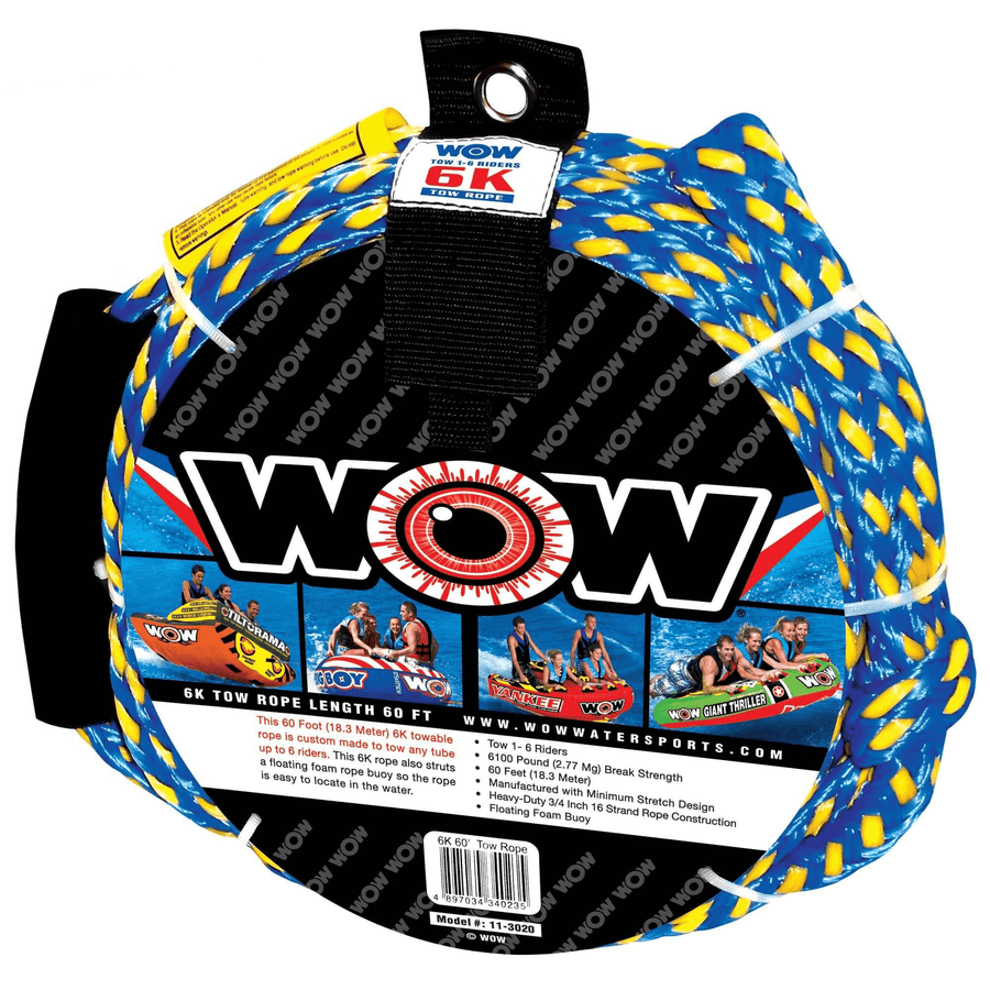 WOW Watersports 6K 60' Tow Rope w 6100 Lbs Break Strength