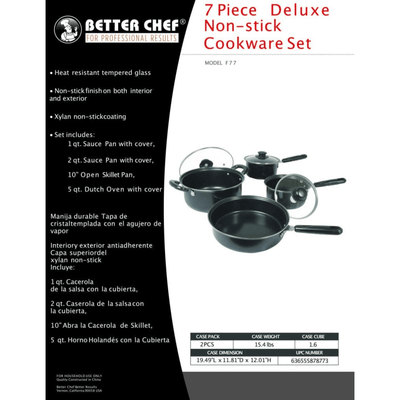 Better Chef 7-Piece Carbon Steel Cookware Set with Glass Lids