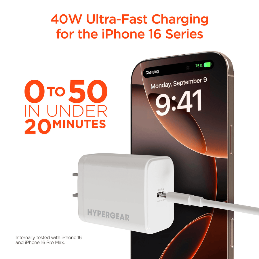 HyperGear SpeedBoost 40W USB-C PD GaN Fast Wall Charger with PPS