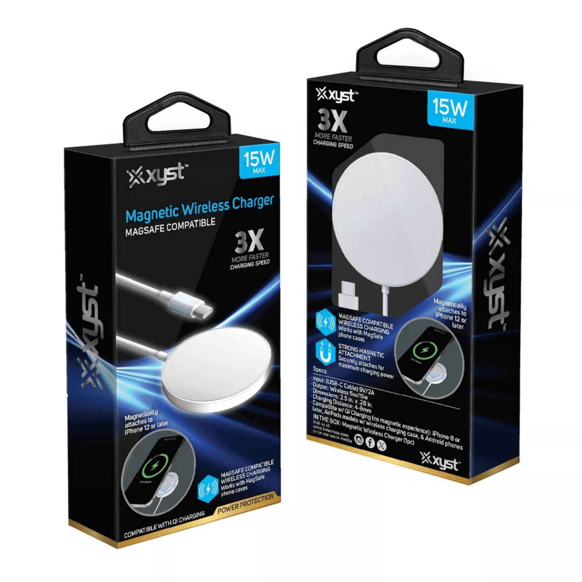 Xyst 15-Watt MagSafe Wireless Charger with Built-in USB-C Cable