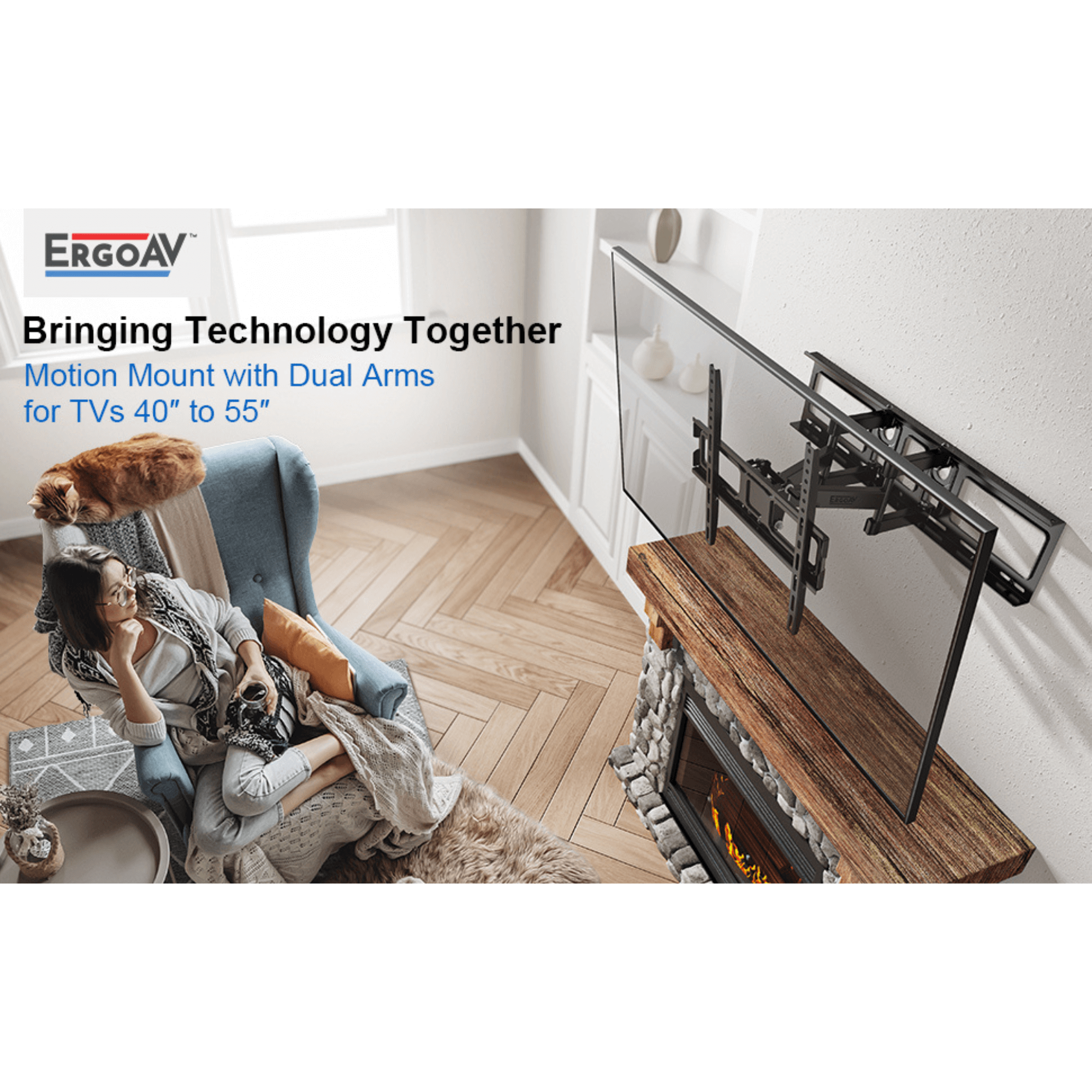 ErgoAV Motion Mount with Dual Arms for TVs 40" to 55"