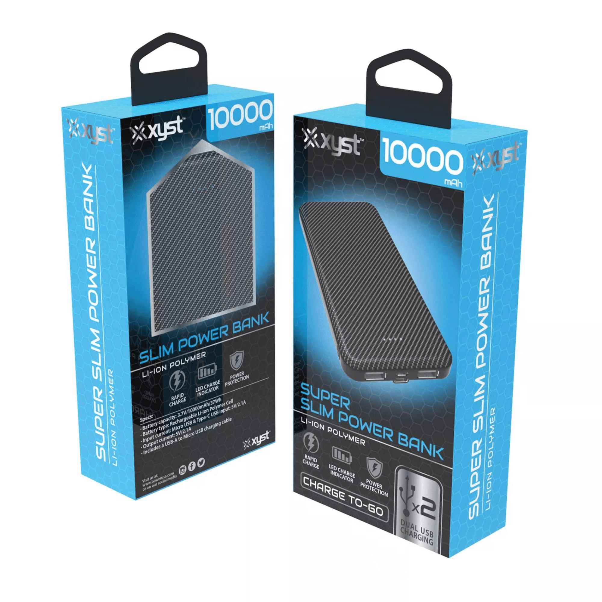 Xyst Super Slim 10000mAh Dual USB Power Bank