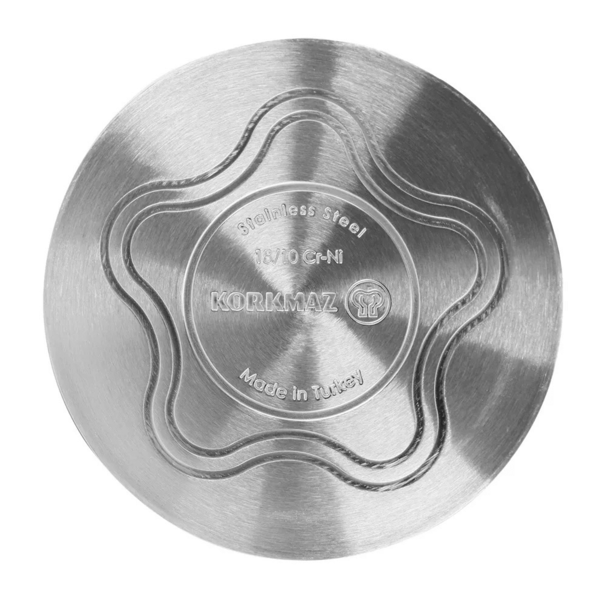 Korkmaz Proline Professional Series 2.8 Liter Stainless Steel Low Casserole with Lid