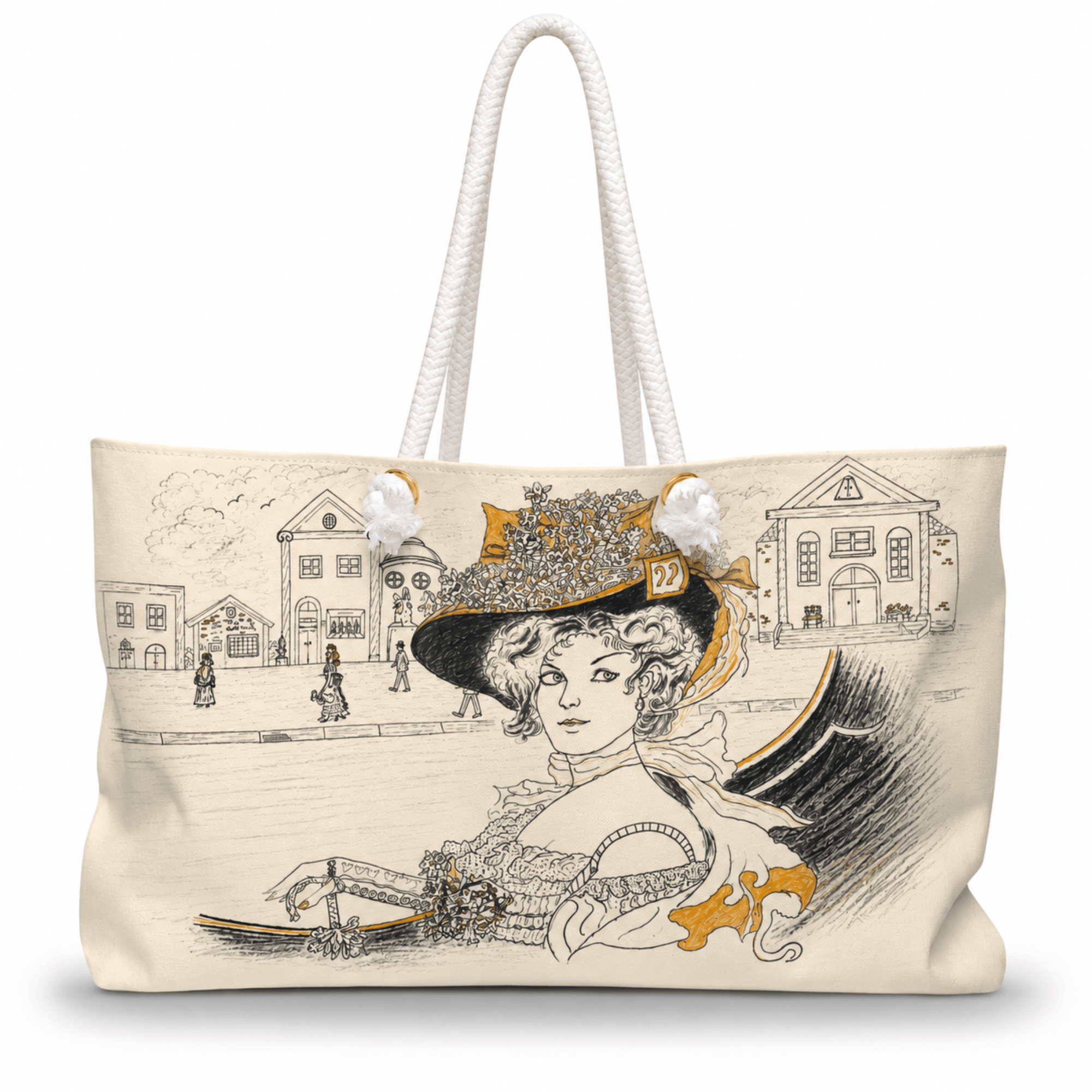 PimsArt Art Nouveau Victorian Lady Weekender Bag From Original Drawing