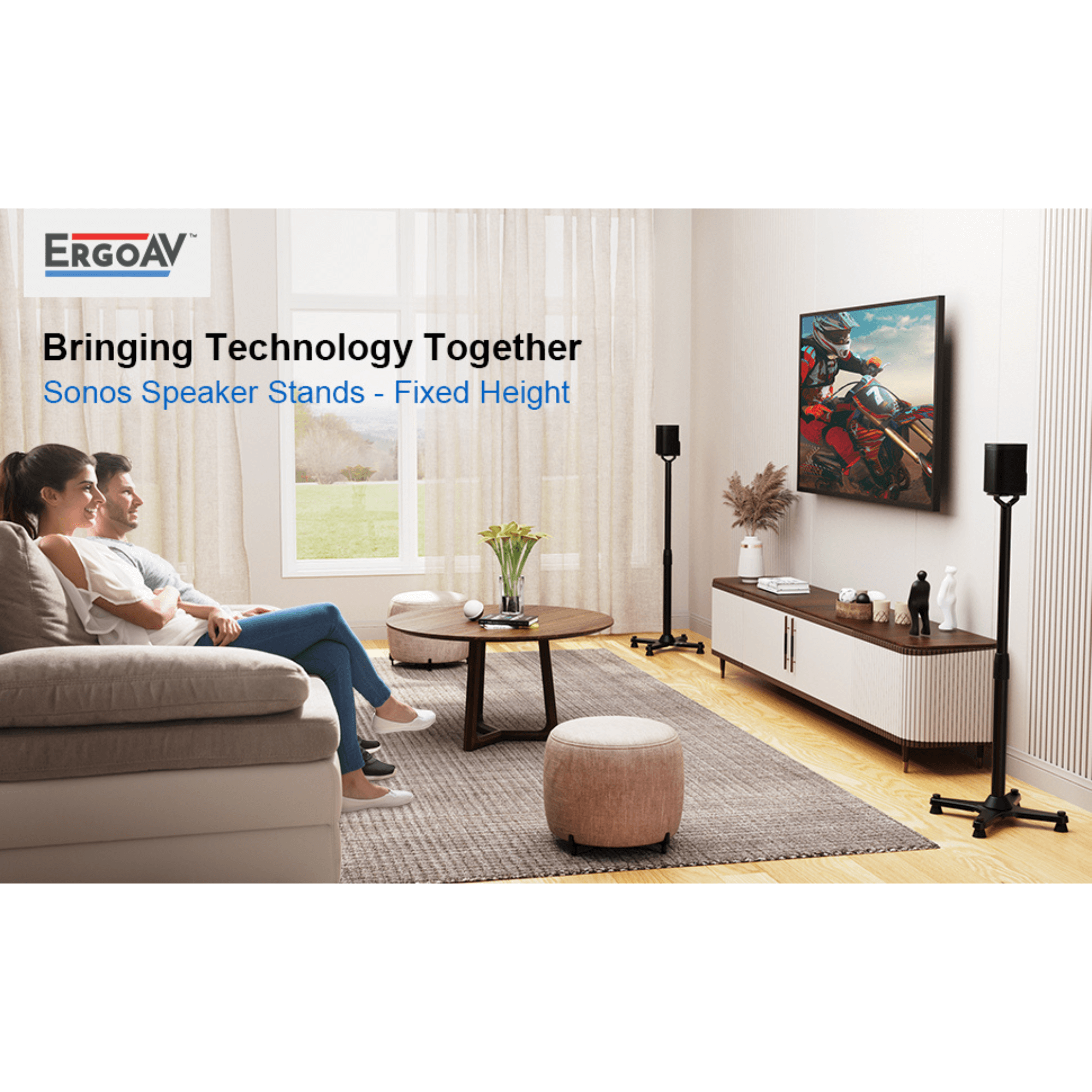 ErgoAV 1-Pair Adjustable Height Sonos Speaker Stands