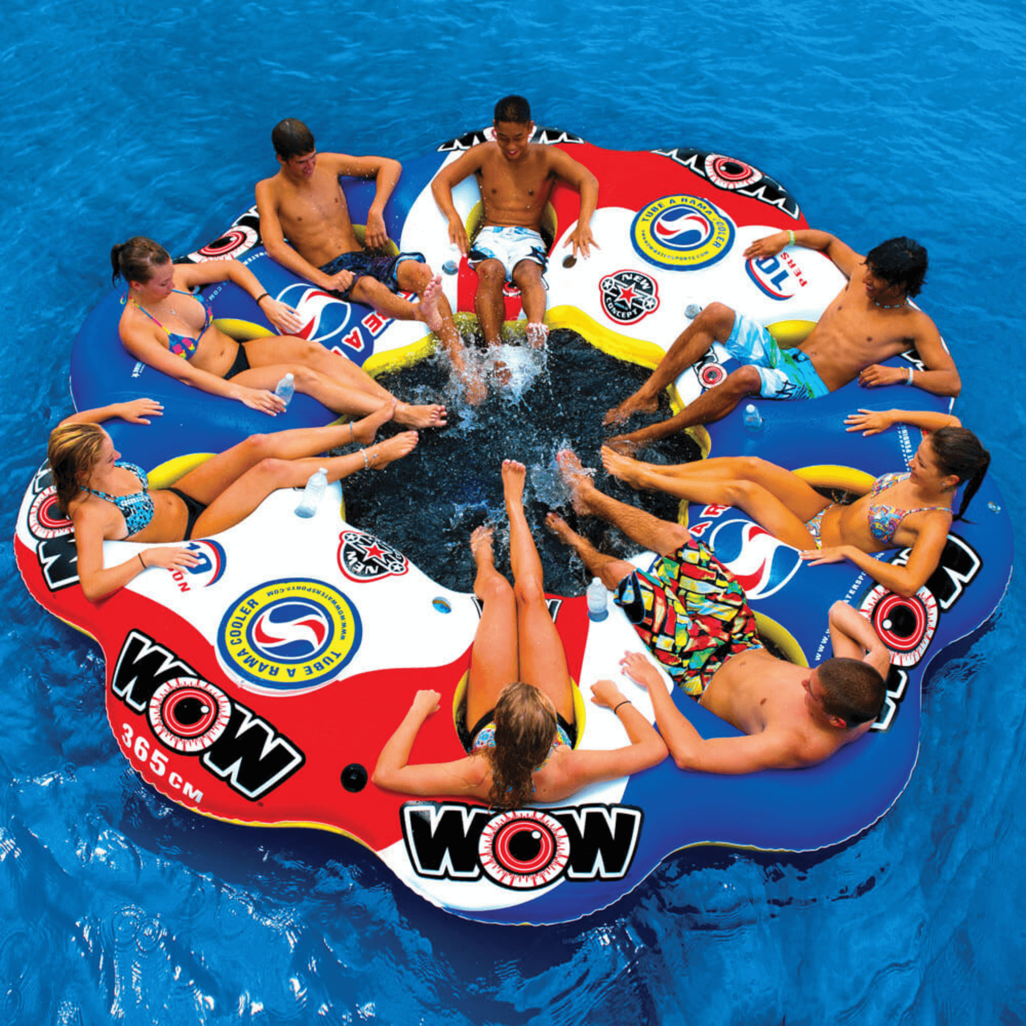 WOW Watersports 10 Person Tube A Rama w 2 Large Built-In Coolers and 8 Cup Holders
