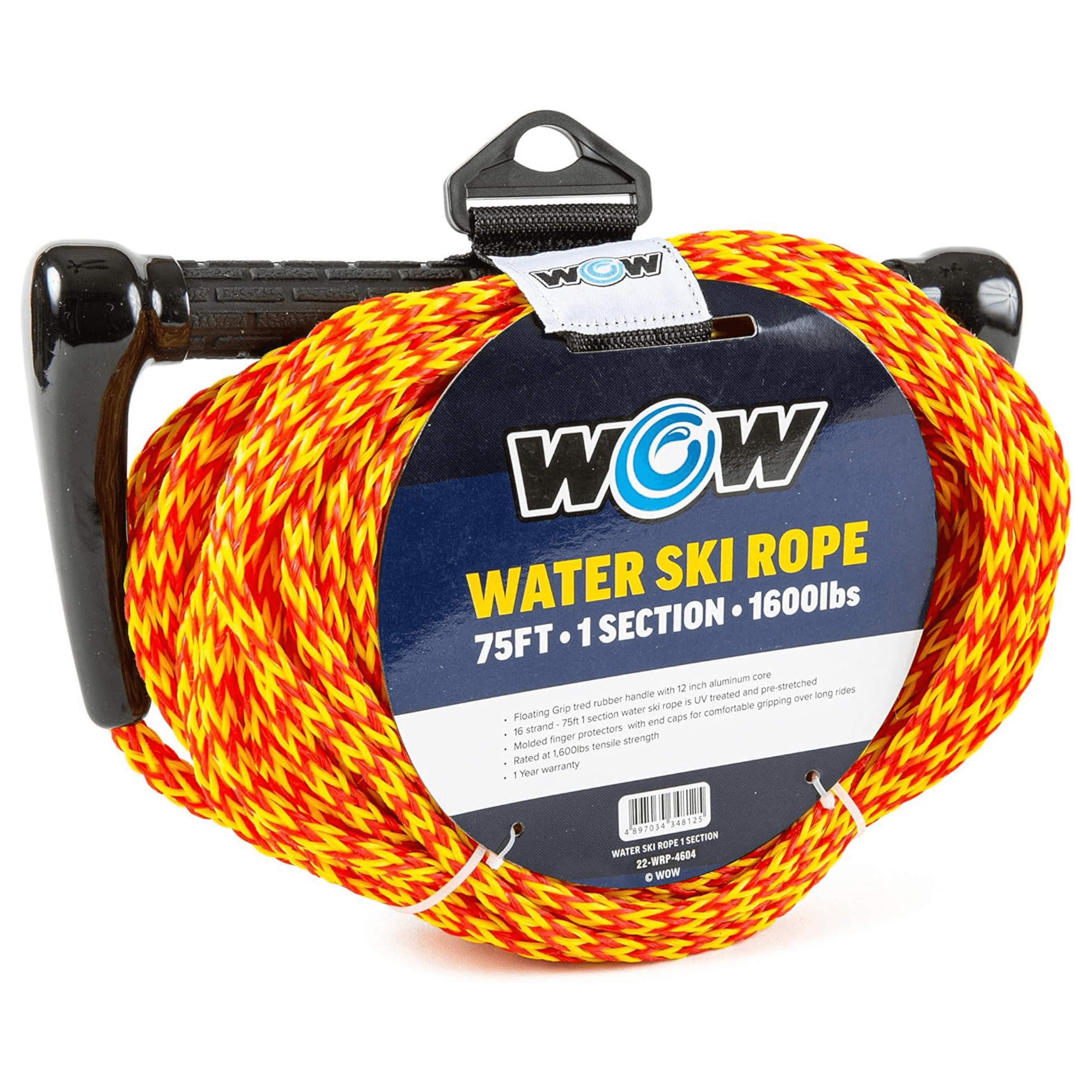 WOW Watersports 75ft Watersports Tow Rope with Floating Handle