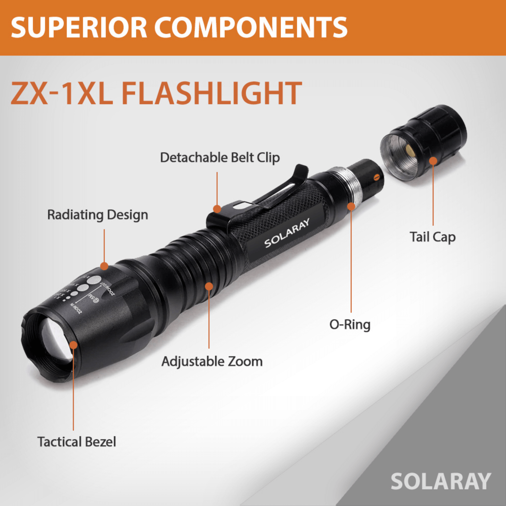Solaray ZX1-XL 18650 Tactical Flashlight