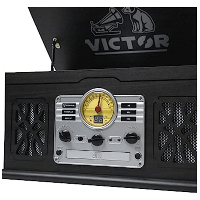 Victor State 7-in-1 Wood Music Center Graphite - Refurbished