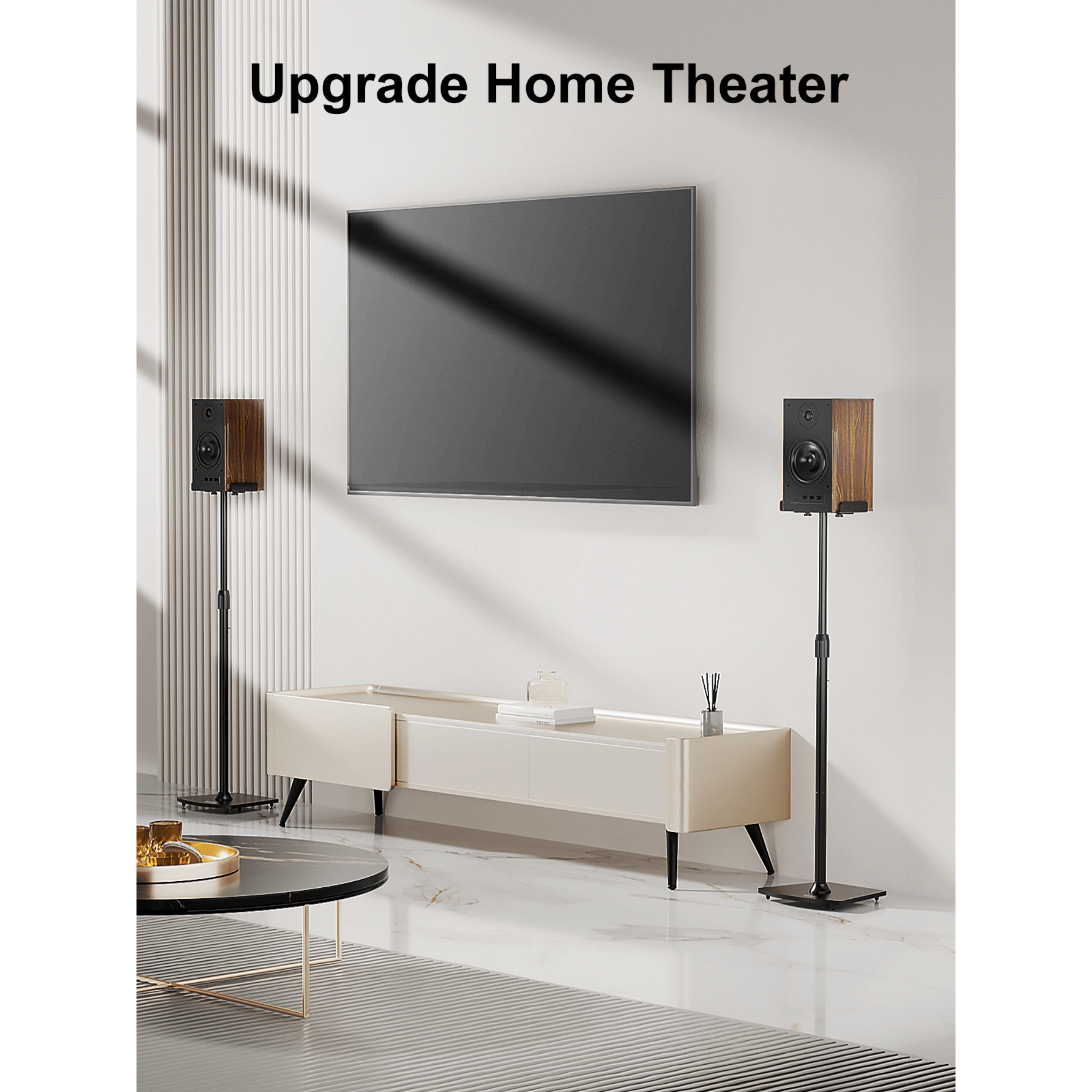 ErgoAV 1-Pair Adjustable Height Bookshelf Speaker Stands