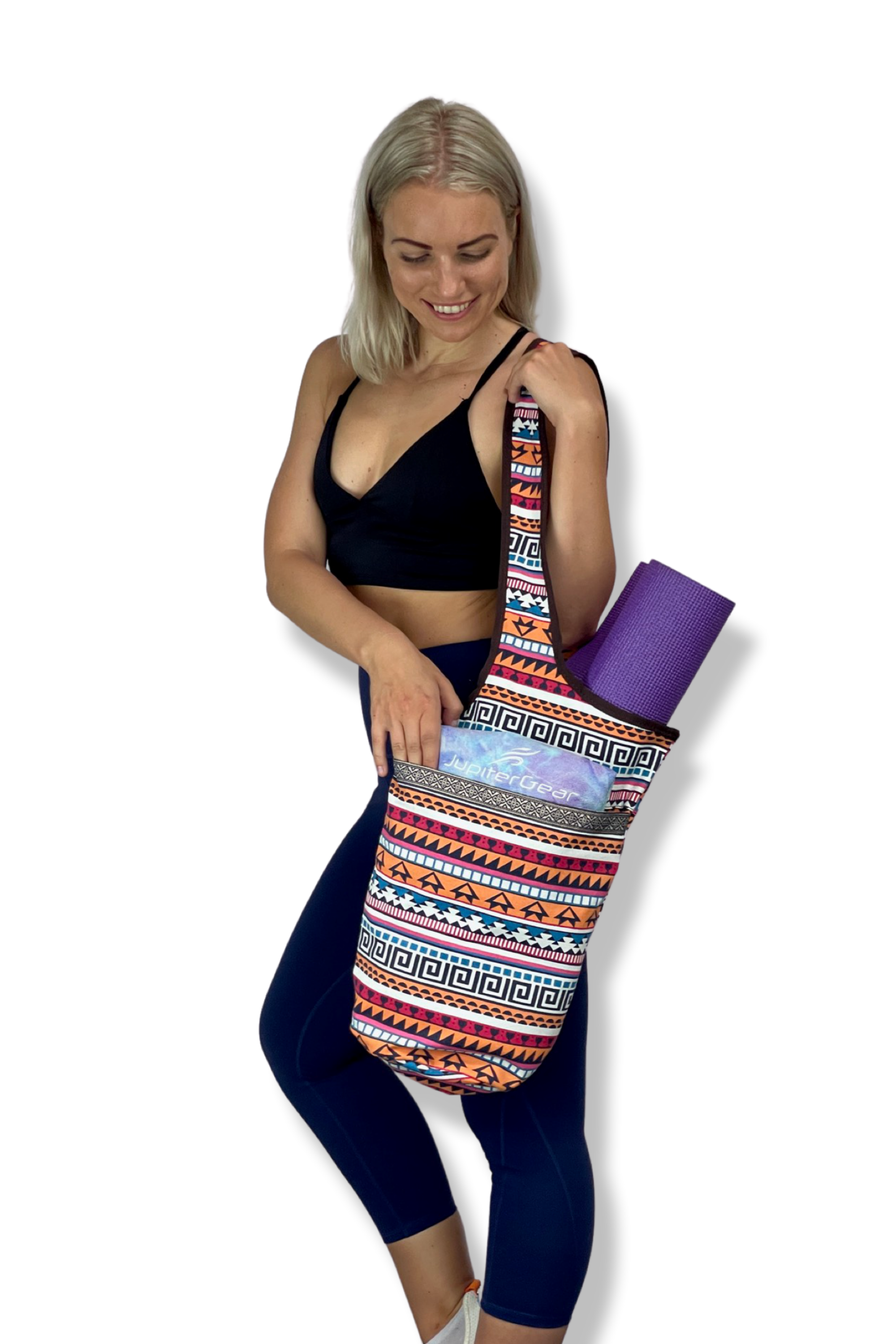 JupiterGear Yoga Mat Carrying Tote Bag with Large Size Pockets | Multipurpose and Fit Most Size Mats