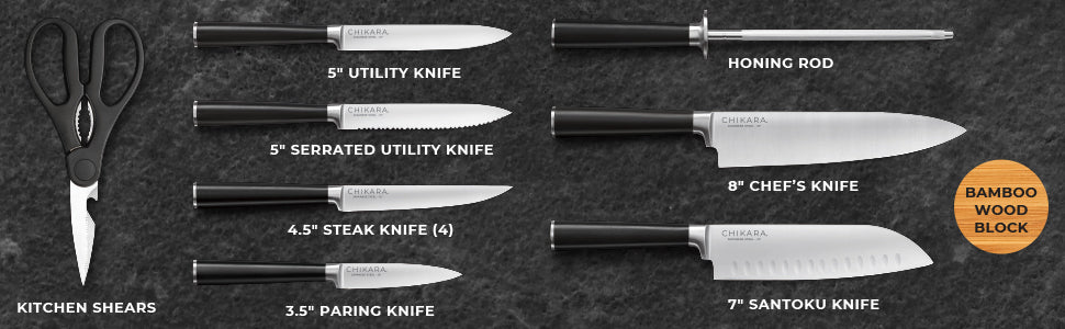  Ginsu Chikara 12 piece knife set, Black: Block Knife
