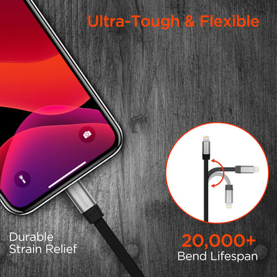 HyperGear Flexi USB-C to Lightning Flat Cable 6ft (USBCABLE3-PRNT)