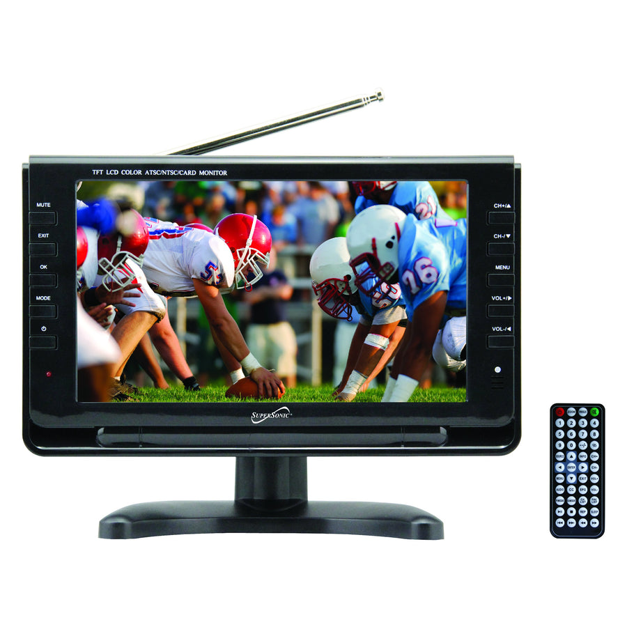 Supersonic 9" Portable Digital LCD TV with USB & SD Inputs, 12 Volt ACDC Compatible for RVs (SC-499)
