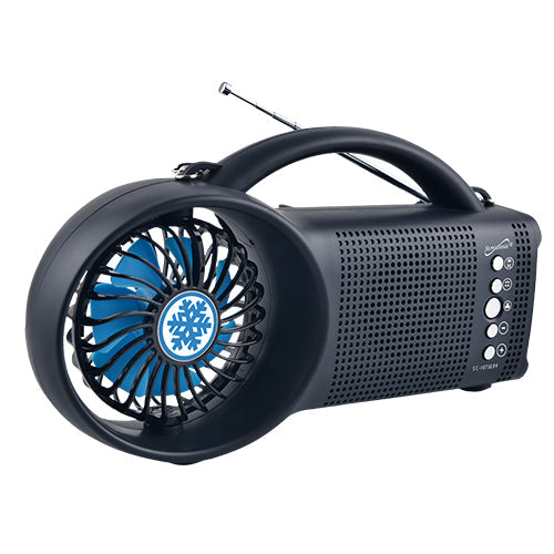 Solar Power Bluetooth Speaker with FM Radio, LED Torch Light & Fan (SC-1073ERF)