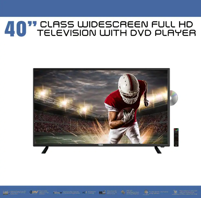 Naxa 40" Class Widescreen Full HD Television with DVD Player, Media Player with USB, and HDMI (NTD-4050)