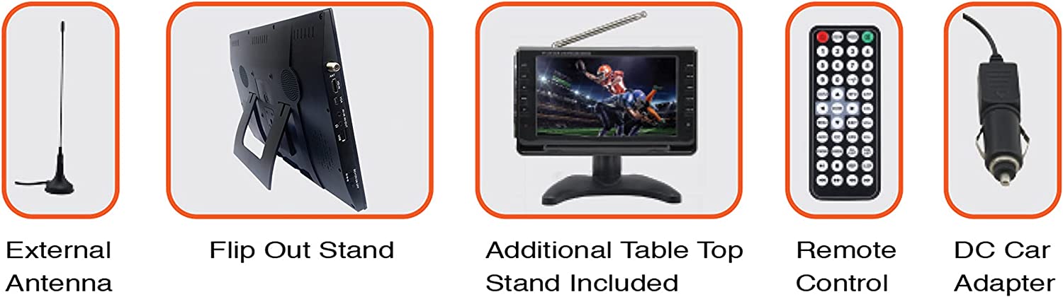 Naxa Portable 14.1" 12 Volt ACDC TV and Digital Multimedia Player with Built-in Rechargeable Lithium Battery & DC Car Cord (NT-1400)