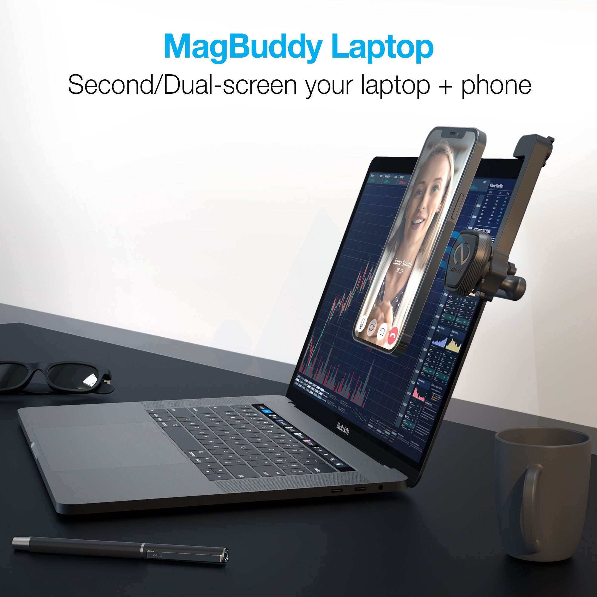 Naztech MagBuddy Elite Laptop Mount w Adjustable Angle & Orientation
