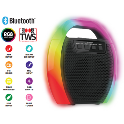 6.5" Portable Bluetooth Speaker with RGB Handle, FM Radio and TWS (IQ-2465RGB)