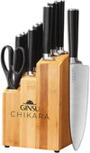 Ginsu Gourmet Chikara Series Forged 420J Japanese Stainless Steel 12-Piece Knife Set with Finished Bamboo Block