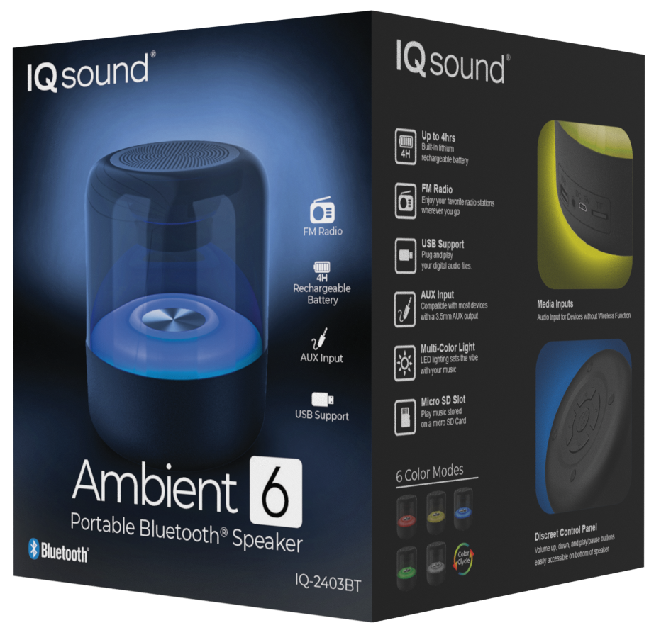 Supersonic Ambient 6" Portable Bluetooth Speaker with FM Radio & 4 Hrs Playtime (IQ-2403BT)