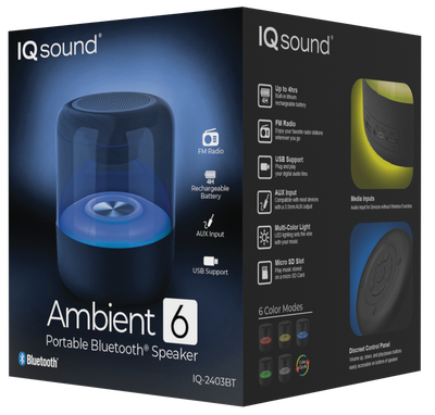 Ambient 6" Portable Bluetooth Speaker with FM Radio & 4 Hrs Playtime (IQ-2403BT)