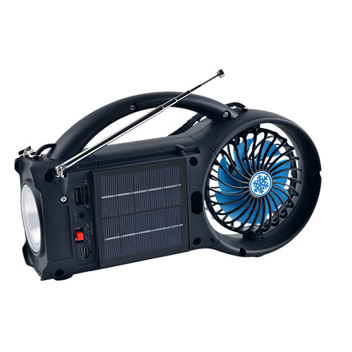 Supersonic Solar Power Bluetooth Speaker with FM Radio, LED Torch Light & Fan (SC-1073ERF)