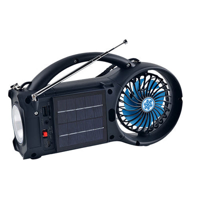 Solar Power Bluetooth Speaker with FM Radio, LED Torch Light & Fan (SC-1073ERF)