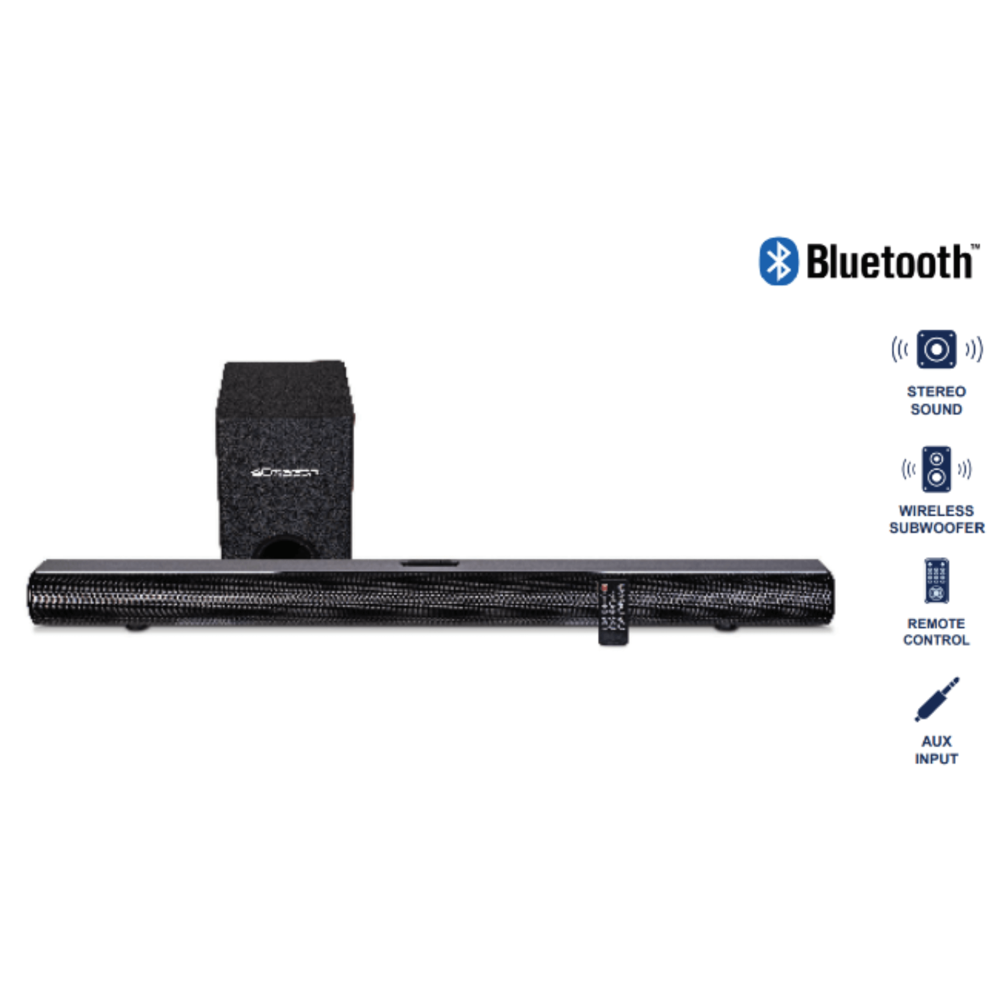 Emerson 37" Bluetooth Soundbar with Subwoofer and Remote Control
