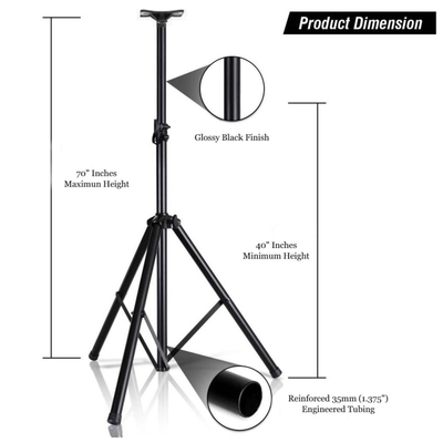 Norcent Universal PA Speaker Stand, Heavy Duty, Multi-functional w Tripod Design