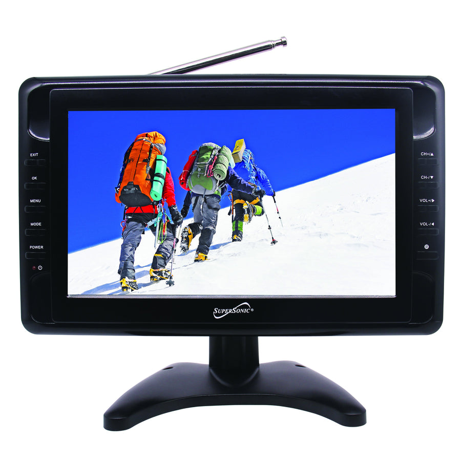 Supersonic 10" Portable Digital LED TV with USB & SD Inputs, 12 Volt ACDC Compatible Handheld Television (SC-2810)
