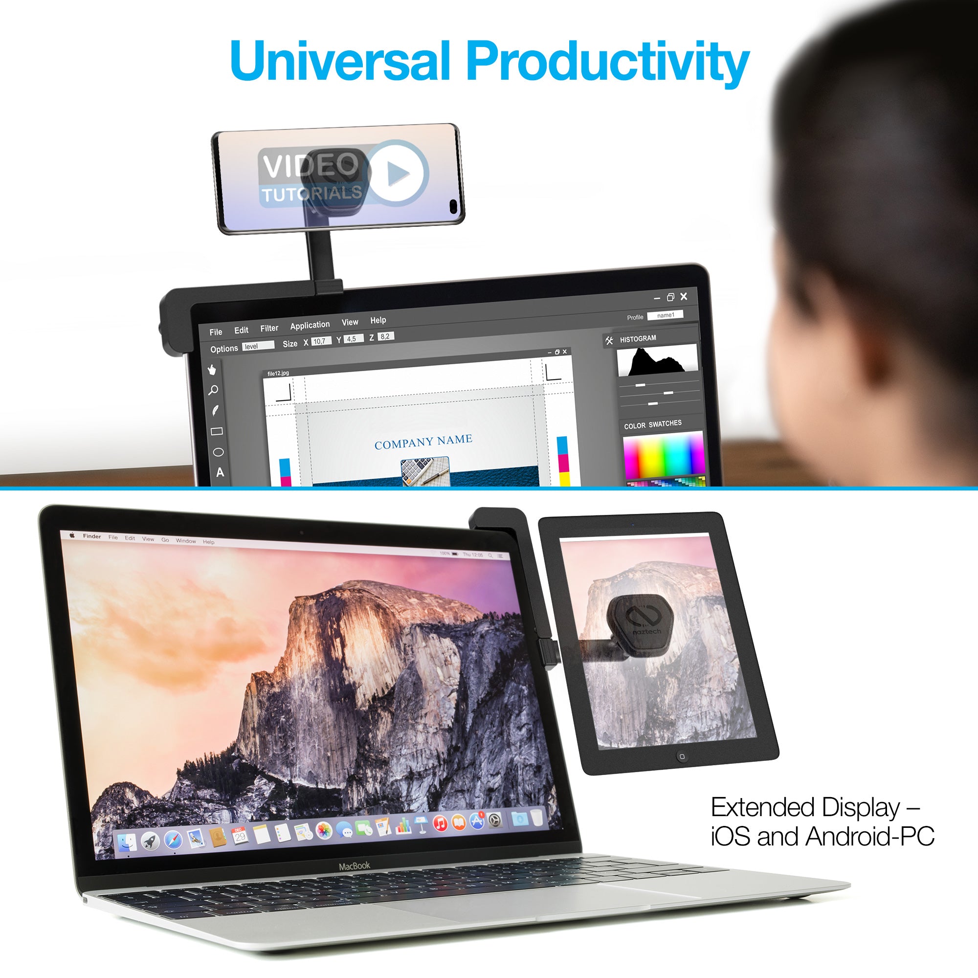 Naztech MagBuddy Elite Laptop Mount w Adjustable Angle & Orientation