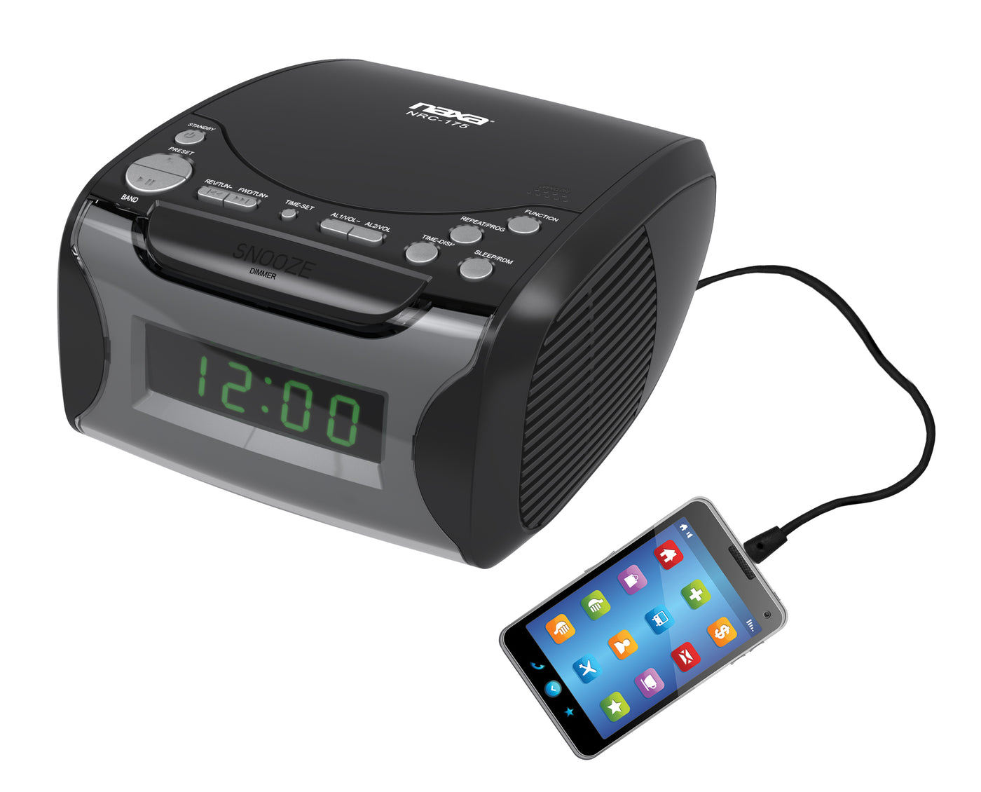 Naxa Dual Alarm Clock Radio with CD Player and USB Charge Port