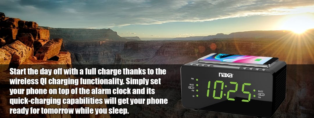 Naxa Dual Alarm Clock with Qi Wireless Charging Function (NRC-191)