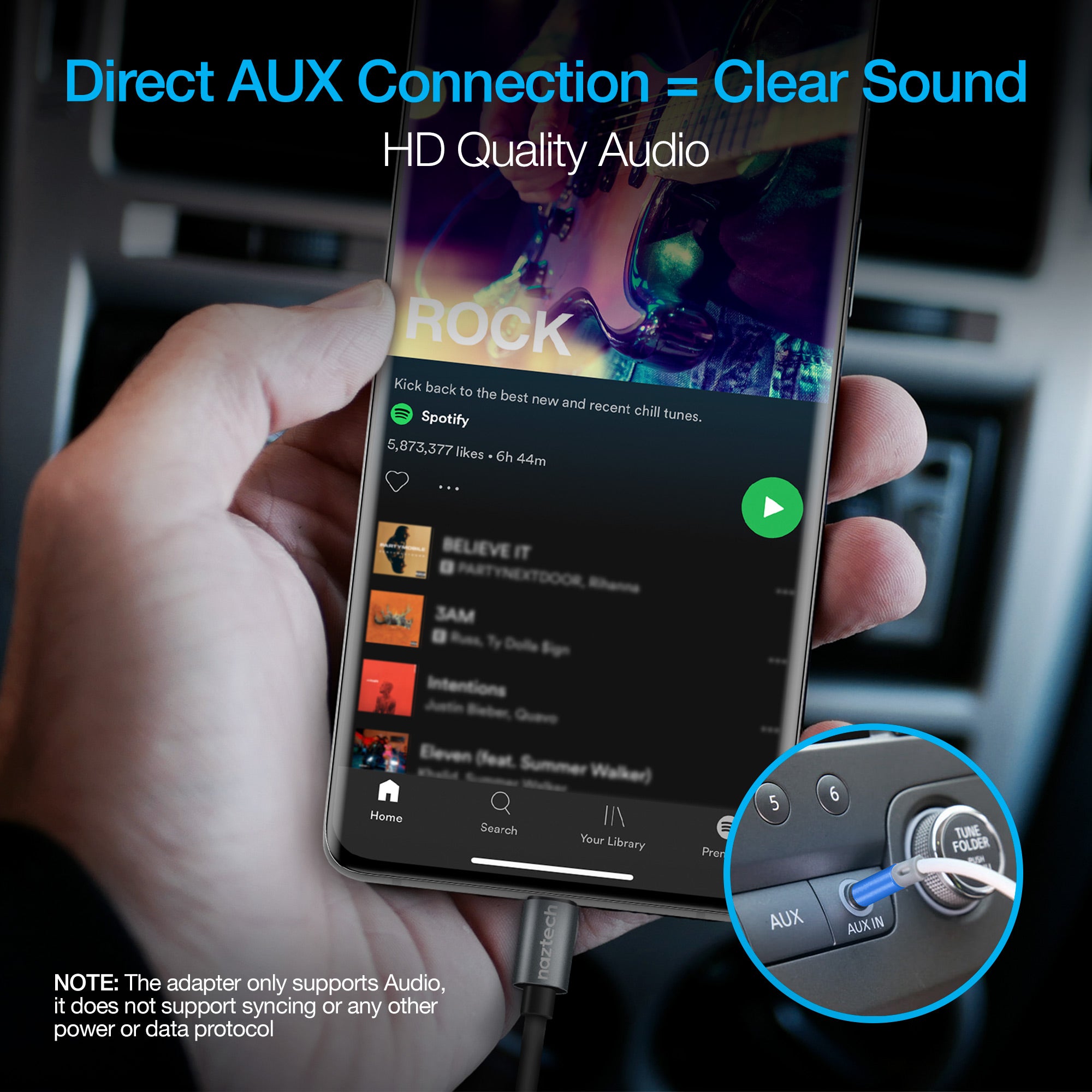 Naztech USB-C to 3.5mm Audio Adapter with Plug and Play Convenience