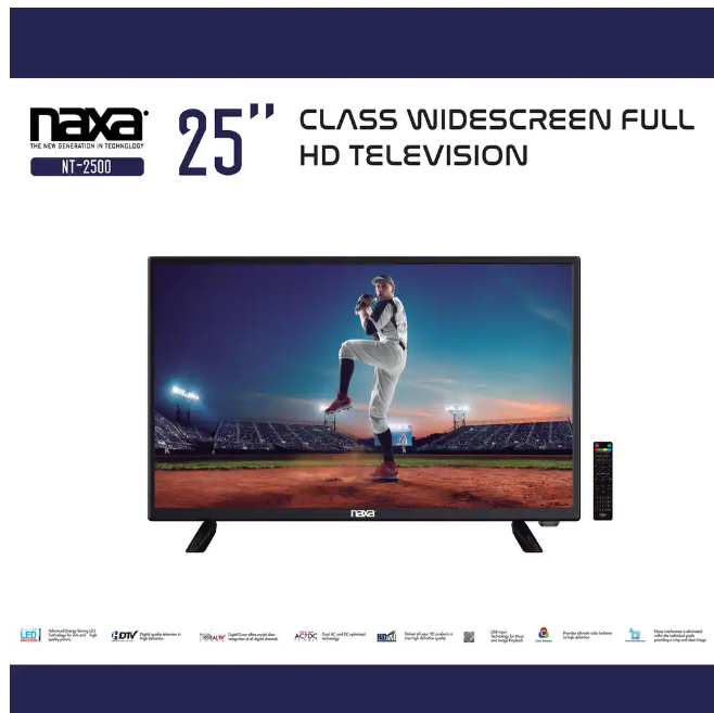 Naxa 25" 12 Volt ACDC Widescreen LED 1080p Full HD Television with ATSC Digital Tuner (NT-2500)